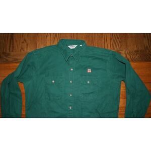 Vintage Five Brothers Heavy Cotton Flannel XL Shirt Green "Golden Sun" USA Made